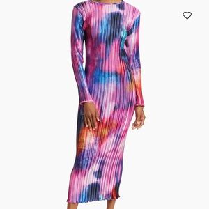 L’idee Exposition Lumiere Pleated Midi Dress NWT 8